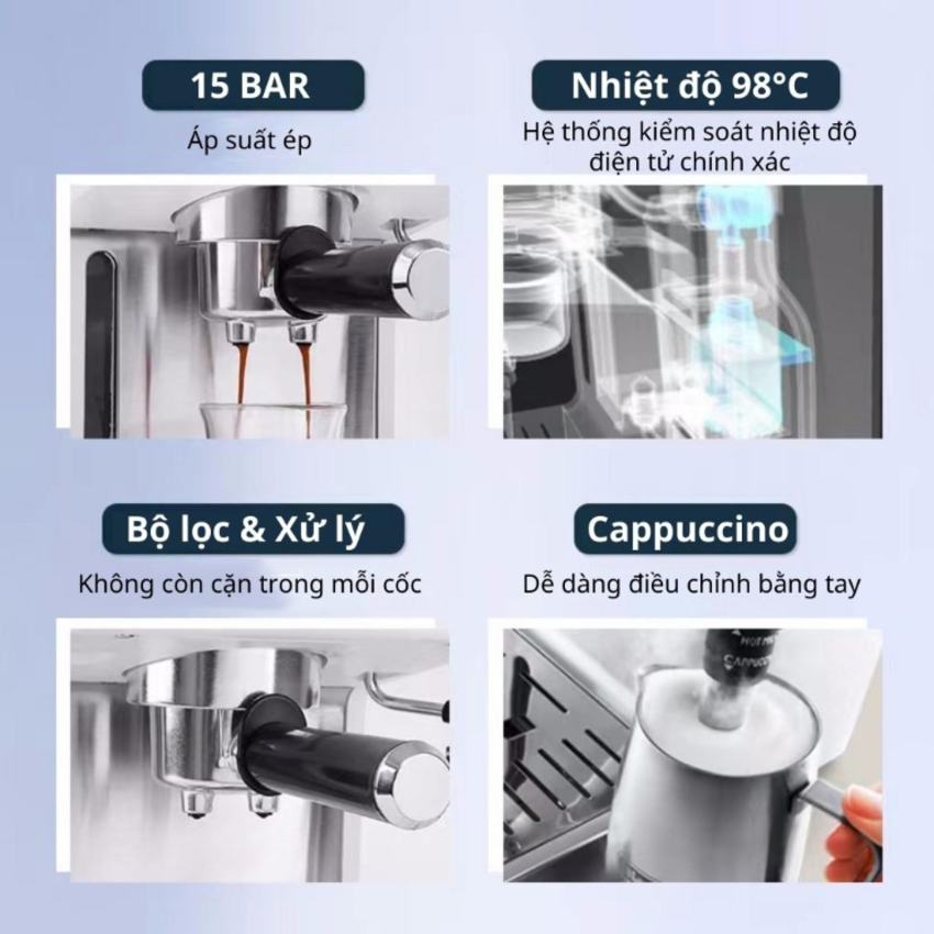 Máy pha cà phê Espresso Delonghi ECP35.31 áp lực bơm 15bar - Hàng Chính Hãng