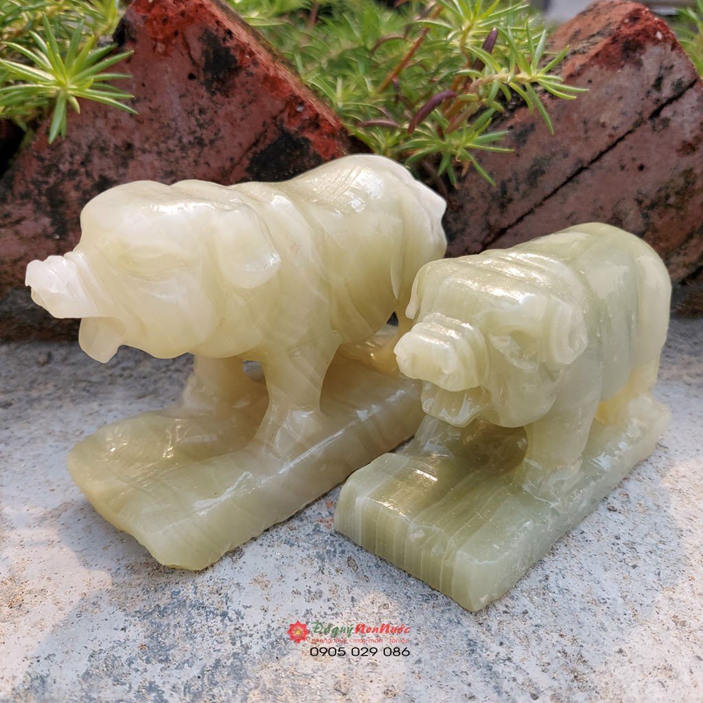 Tượng lợn đá 12 con giáp phong thủy đá ngọc Pakistan 10cm đá Non Nước