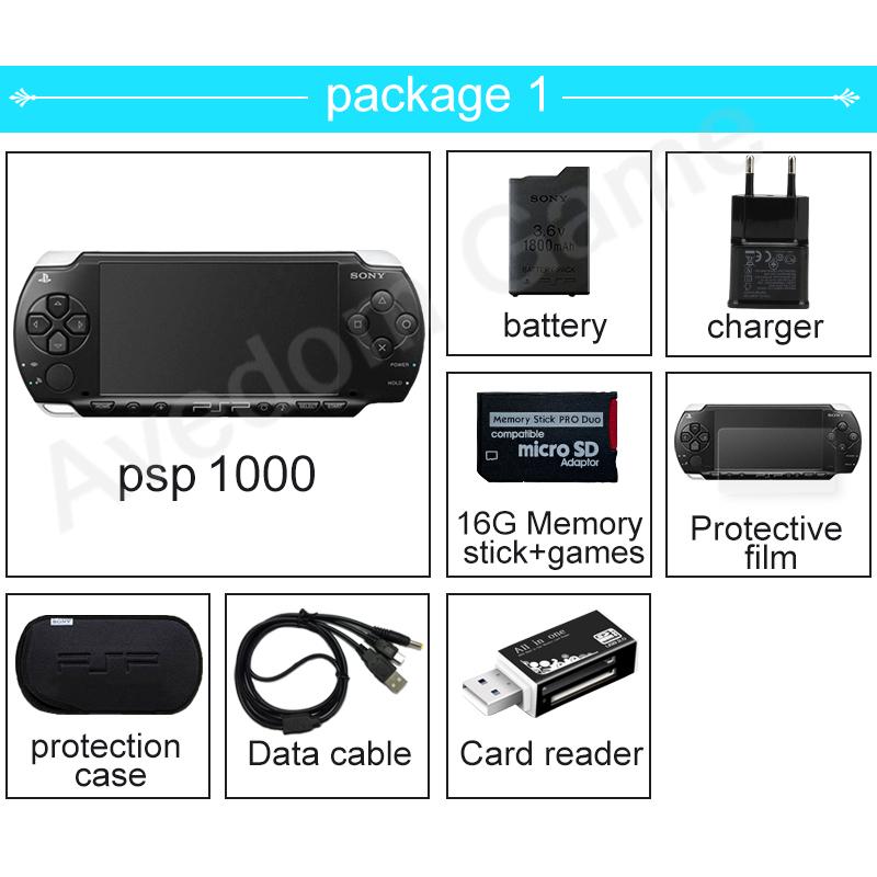 PSP được tân trang lại PSP1000 cho Sony PSP 1000 PSP-1000 Bảng điều khiển trò chơi 16 32GB 64GB thẻ nhớ 128GB