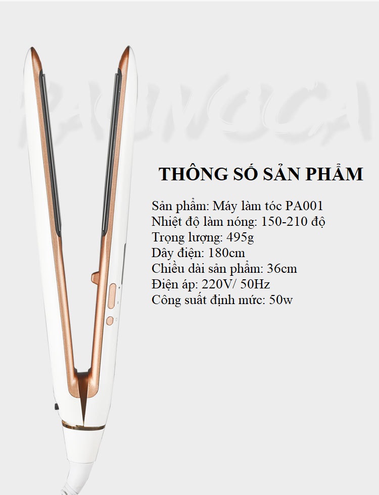 Máy Tạo Kiểu Tóc Ép, Uốn Tóc Paonoca Có Chỉnh Nhiệt Hàn Quốc PA01