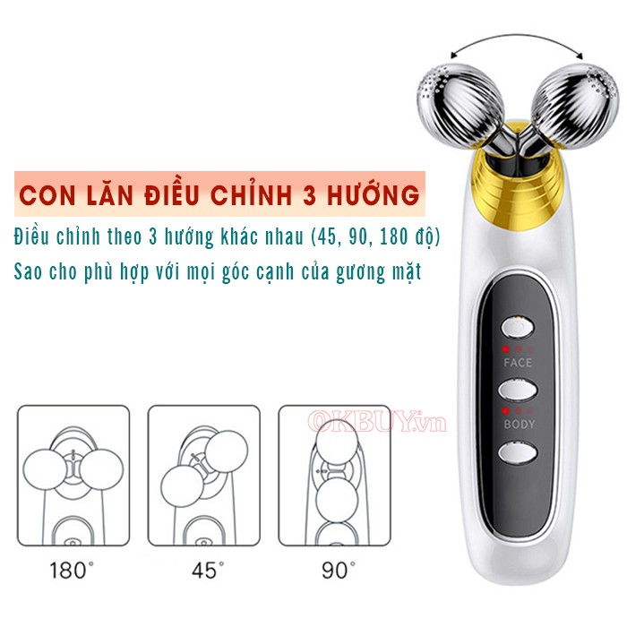 Máy massage mặt nâng cơ 2 đầu con lăn chỉnh 3 hướng Nikio NK-125