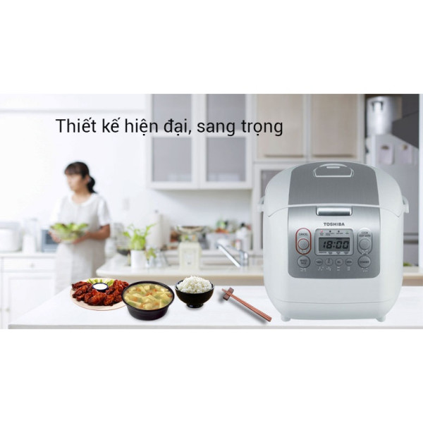 Nồi Cơm Điện Tử Toshiba RC-18NMFVN - Trắng - Hàng chính hãng