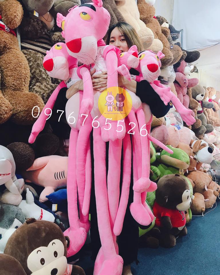 Gấu bông báo hồng Pink Panther – Quà tặng thú nhồi bông siêu dễ thương – Nhiều size từ 60 đến 130 cm – Gối ôm cho bé ngủ ngon