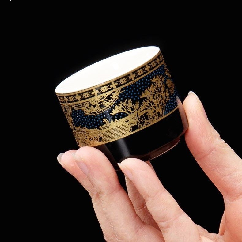 Bộ ấm chén pha trà cối xay Cảnh Trấn Thanh Di 14&15 món