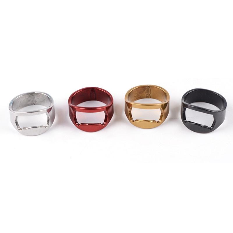 1pc Đồ mở nắp chai bia cầm tay hình nhẫn bằng thép không gỉ nhiều màu sắc - Đồ dùng nhà bếp, quầy bar.