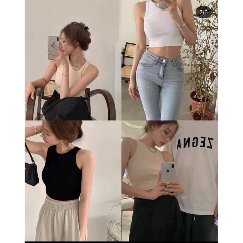 Áo ba lỗ nữ croptop ôm body trơn ulzzang, Áo 3 lỗ nữ trơn chất thun co giãn phong cách Hàn Quốc