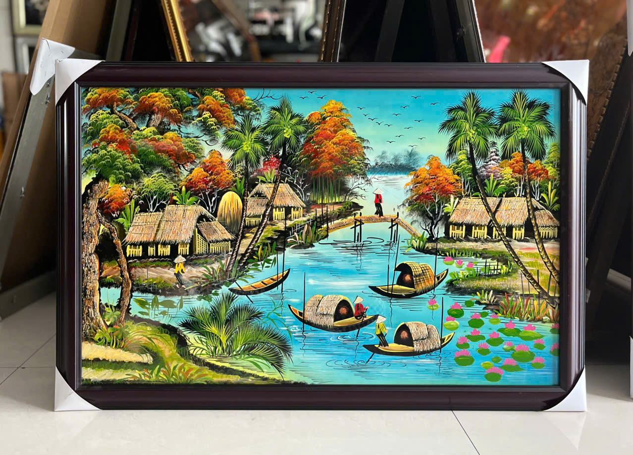 Tranh Sơn Mài - ĐỒNG QUÊ VIỆT NAM | Size 50x80 cm | Mộc Mạc – Bình Yên – Đậm Hồn Dân Tộc