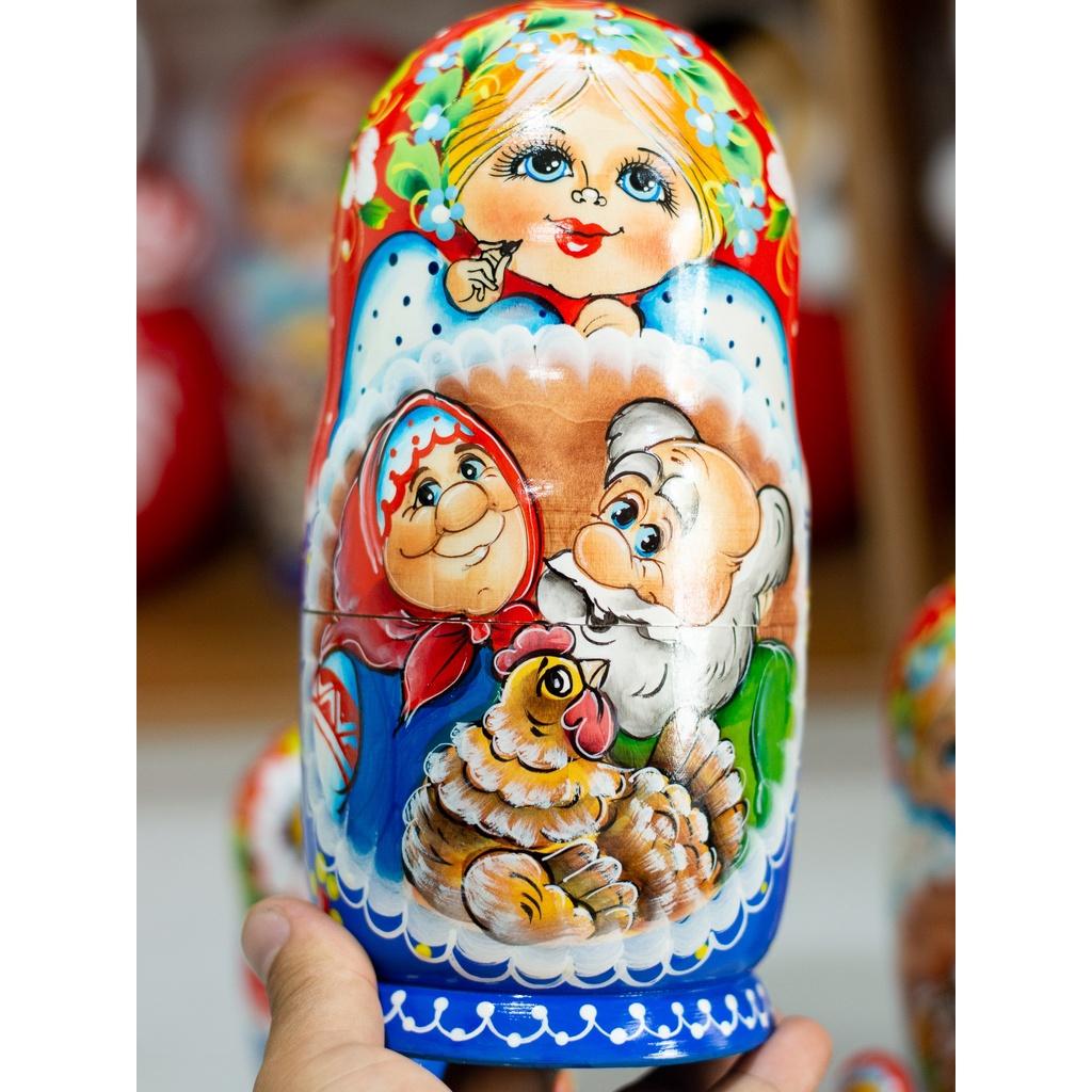 BỘ BÚP BÊ NGA MATRYOSHKA 7 LỚP 21CM "CÔ GÀ ĐẺ TRỨNG VÀNG" RẤT ĐẸP VÀ ĐỘC ĐÁO