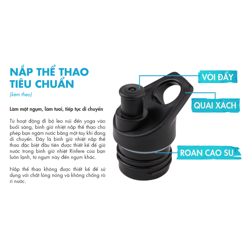 Bình Giữ Nhiệt Nắp Thể Thao Rinfere, Nhiều Màu Sắc