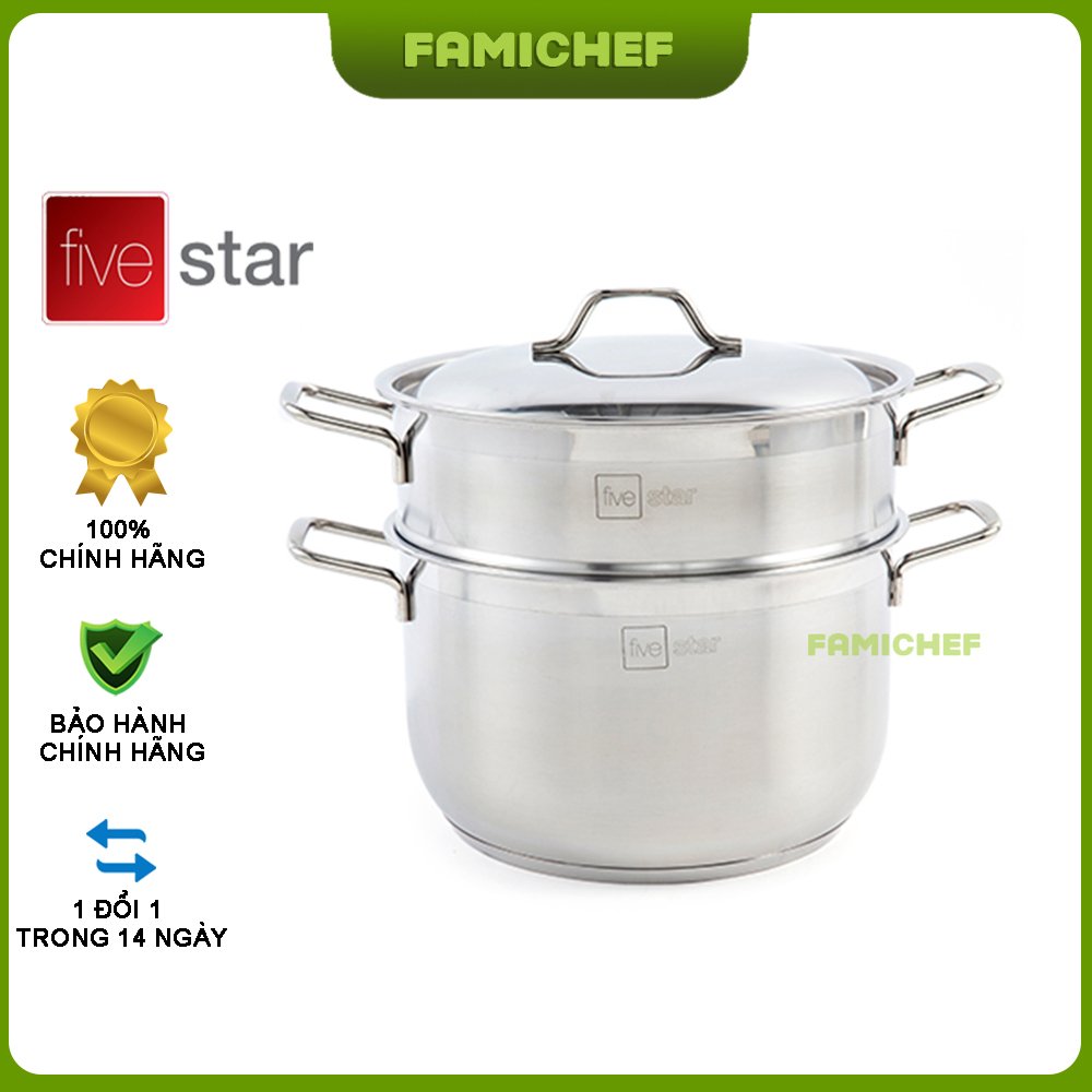 Bộ nồi xửng 3 đáy nắp inox Fivestar FSNX26001. 26cm