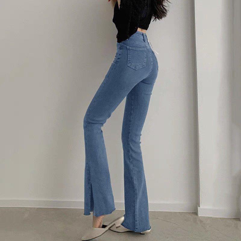 Quần jeans ống loe,Quần Jeans dài cạp siêu cao, quần jean phong cách_j13