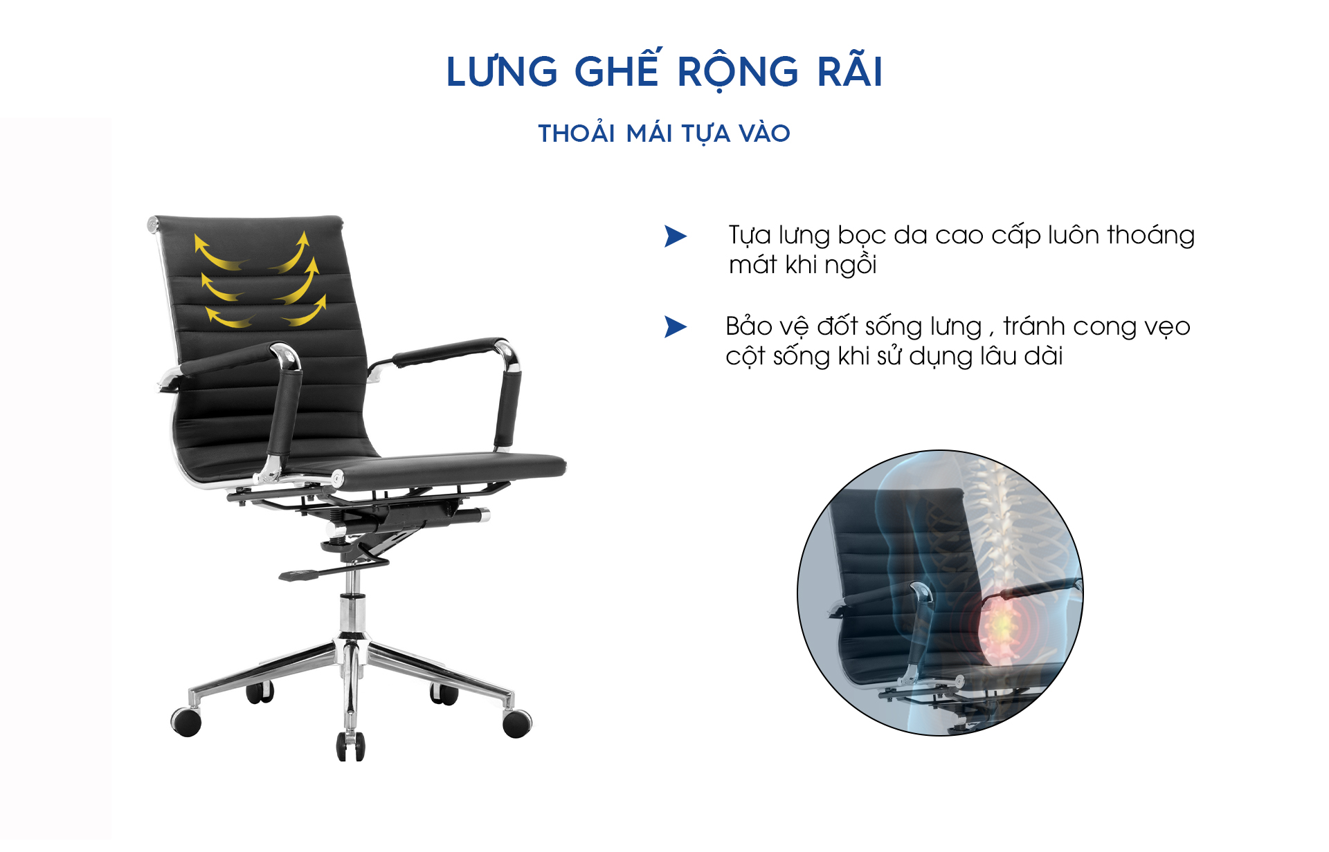 Ghế xoay văn phòng GOVI Apollo AP02T Da simili lưng thấp - Điều chỉnh chiều cao 90-99cm, có ngả lưng