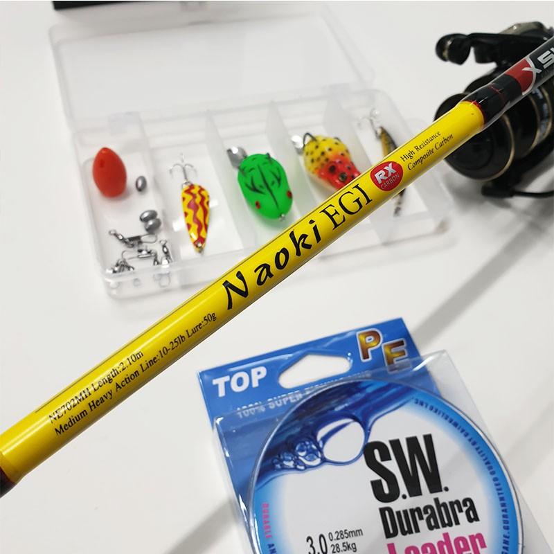 Bộ cần câu cá lure đứng Naoki EGI + máy câu +dây câu + hộp mồi lure B-lu-D02