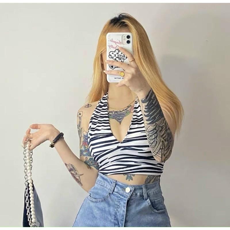Áo yếm ngựa vằn croptop-N