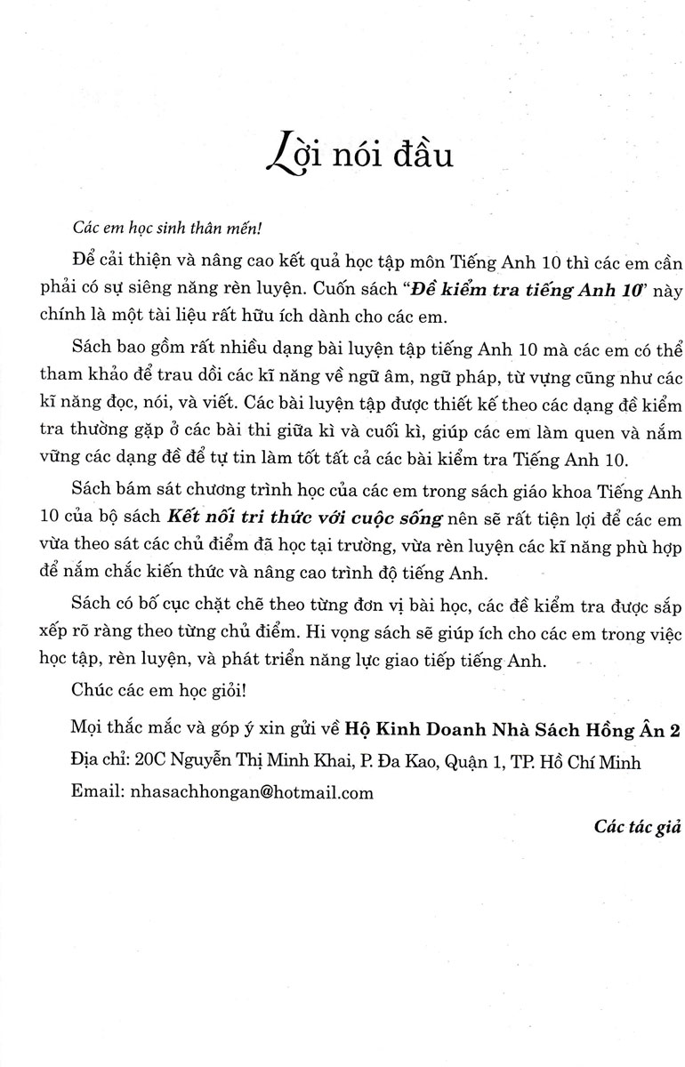 Sách bổ trợ_Đề Kiểm Tra Tiếng Anh 10 (Dùng Kèm SGK Kết Nối)_HA