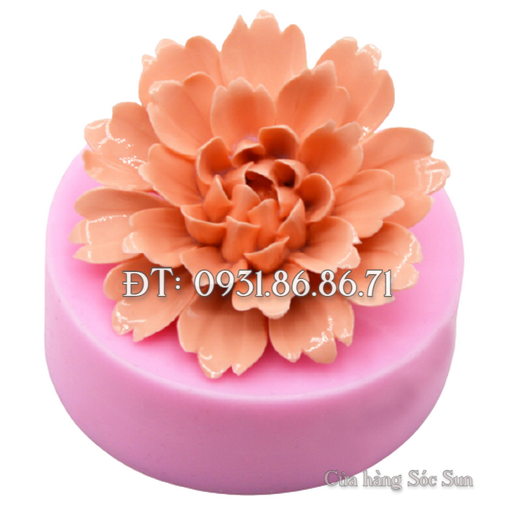 Khuôn silicon hoa mẫu đơn tầng loại 11 cm - Mã số 1353