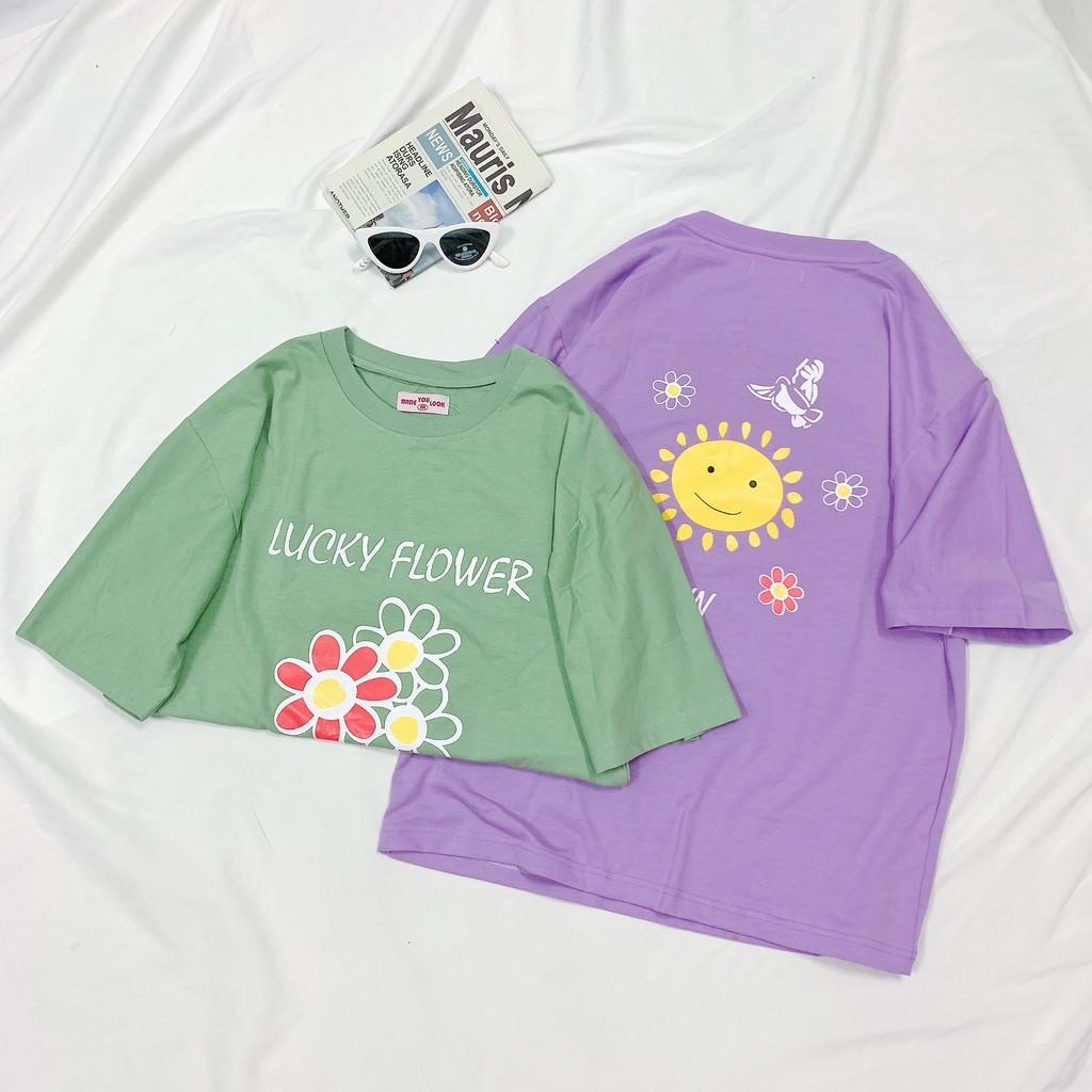 Áo Thun Tay Lỡ Unisex Form Rộng LUCKY FLOWERS