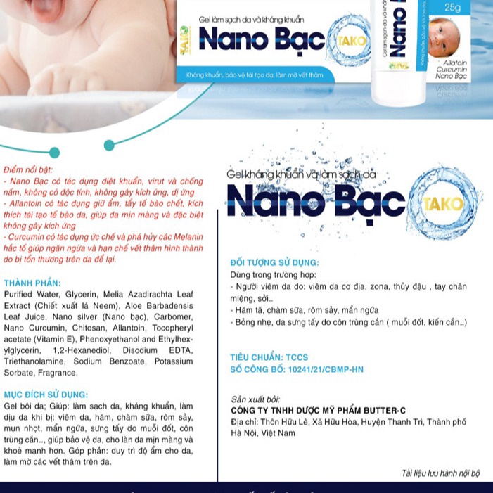 Gel Làm Sạch Và Kháng Khuẩn Nano Bạc 25g Giúp Làm Dịu Da, Giảm Hăm Tả, Rôm Sẩy