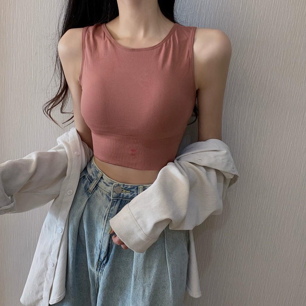 Áo croptop body sát nách cá tính có mút