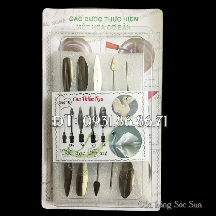 Bộ 10 dụng cụ làm rau câu 3D – Set 16 – Bộ làm con thiên nga - Tặng kèm kim nhụy – Mã số 1667