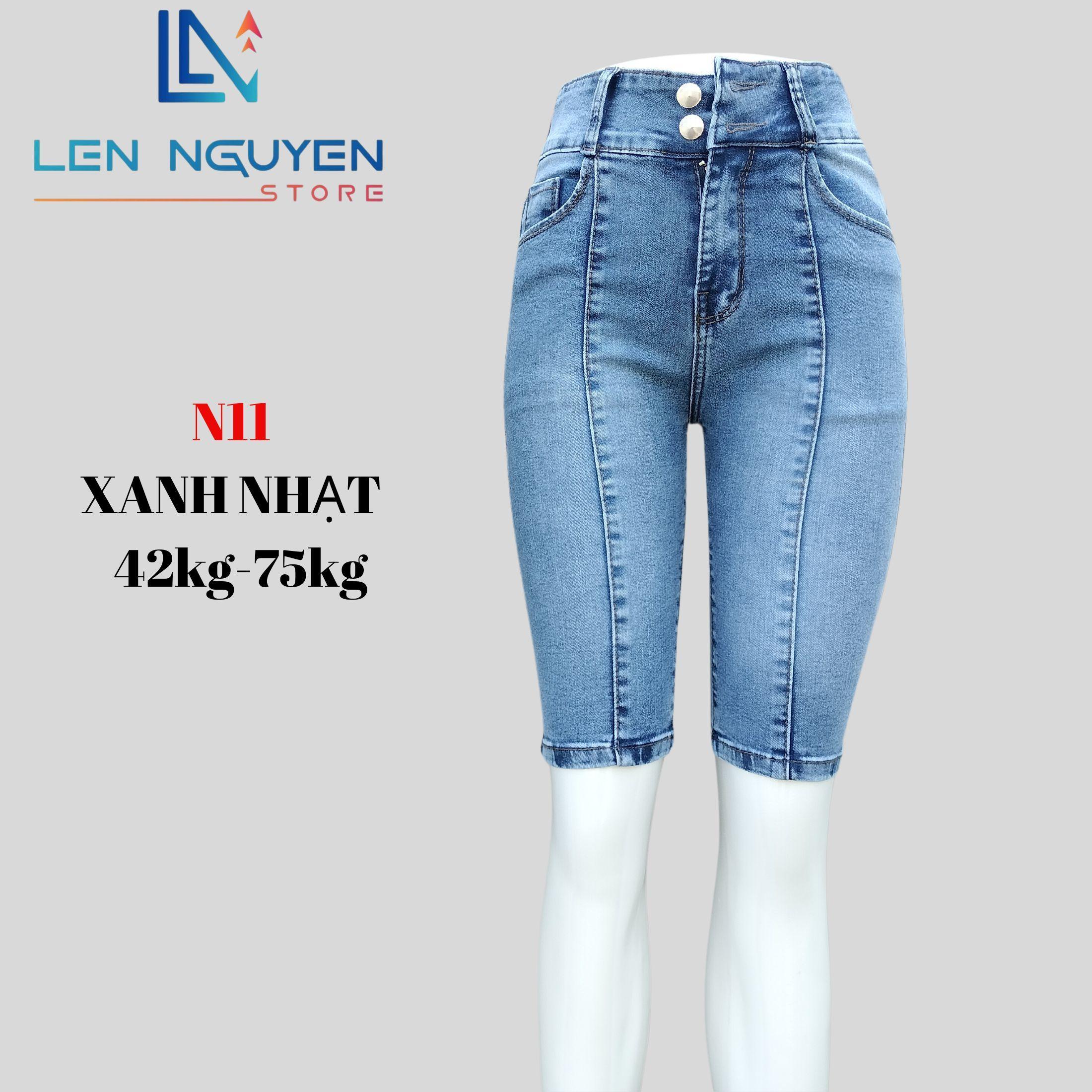 N11_5 Tất Quần Jean Nữ Co Giãn Thiết kế Lưng Siêu Cao Cho 43KG- 76KG Pants Denim Women Xám