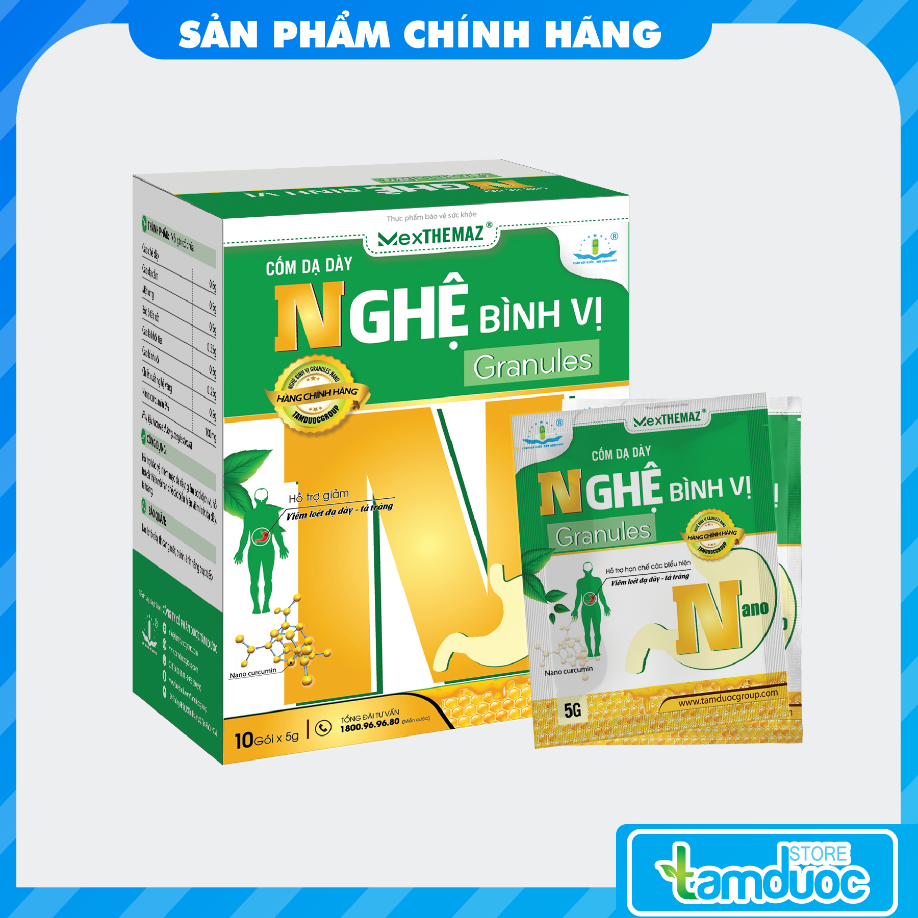 CỐM DẠ DÀY NGHỆ BÌNH VỊ GRANULES NANO Giảm Tình Trạng Viêm Loét Dạ Dày Tá Tràng, Đầy Hơi, Ợ Chua, Khó Tiêu