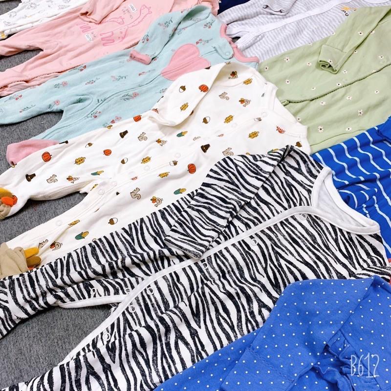 Body Sleepsuit cotton xuất dư liền tất dành cho bé trai bé gái 0-24m