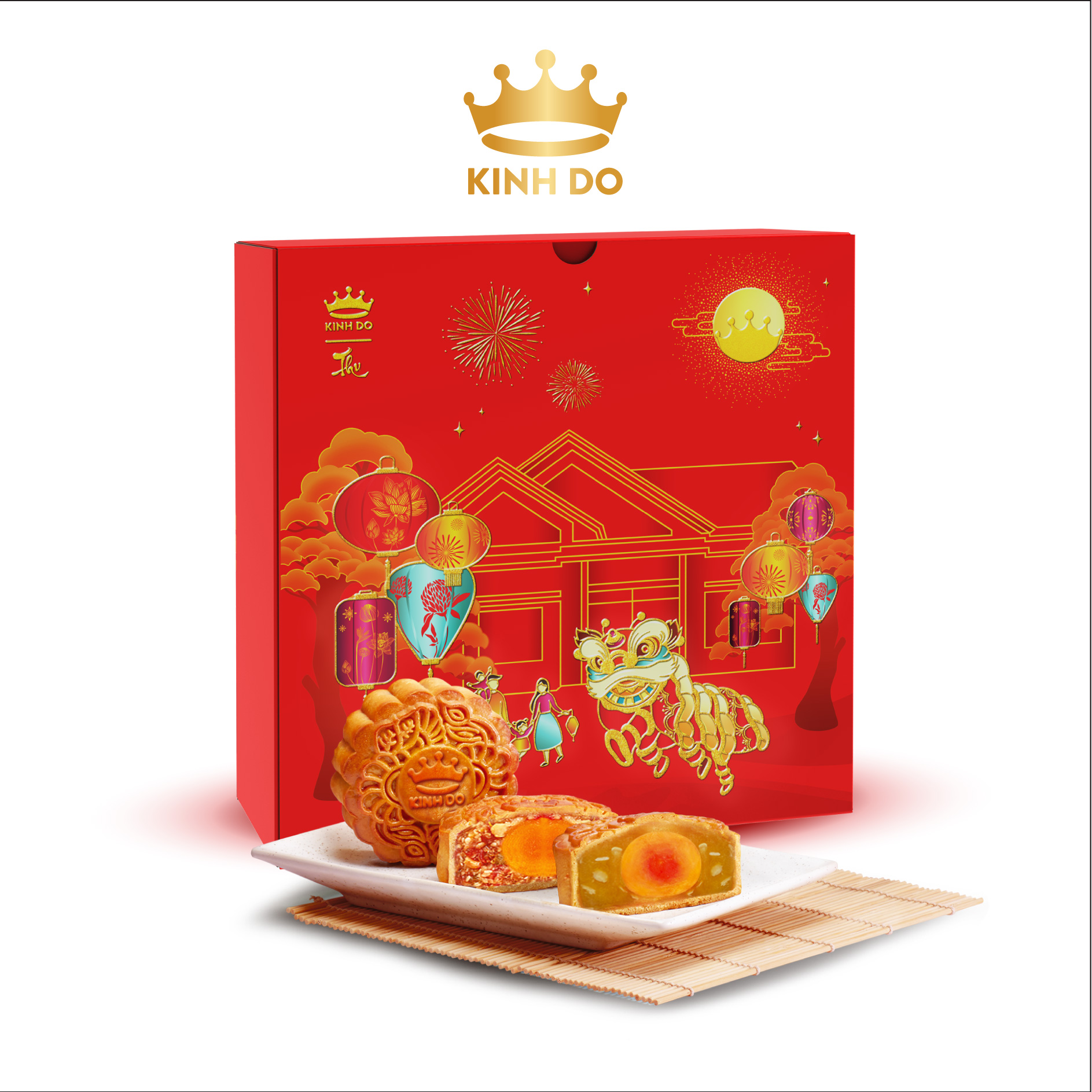 Tặng lồng đèn giấy - Hộp 4 bánh trung thu Kinh Đô &quot;Mặn Ngọt Đủ Đầy&quot; (4 bánh x 210g)