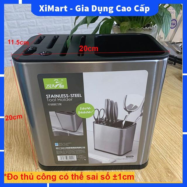 Giá cắm dao đũa thìa Inox 304 cao cấp - Kệ để dao thìa hình vuông đứng tiện lợi