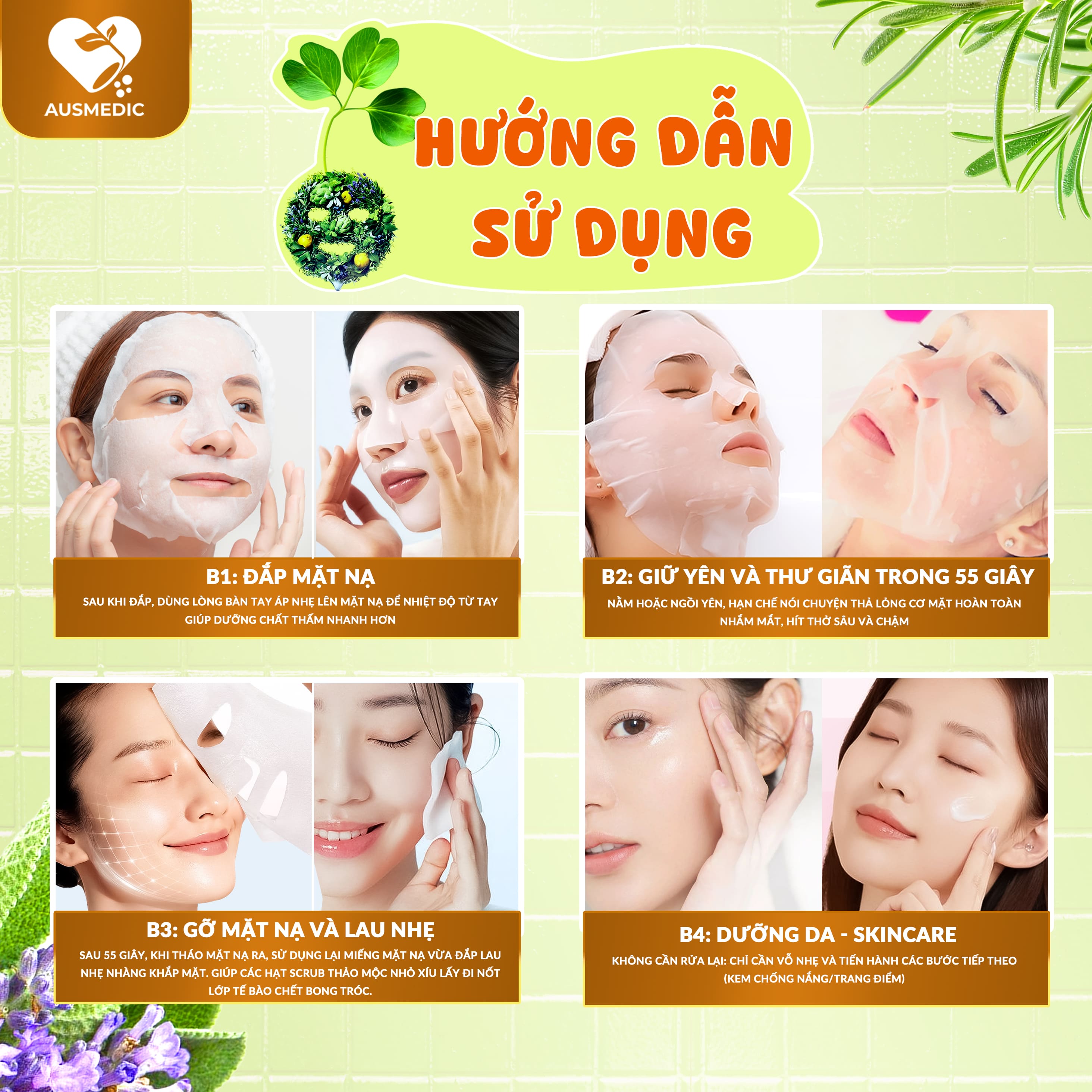 Mặt Nạ Thảo Mộc Nhật Bản chính hãng Botanical Esthe Moist C (Vitamin C) - Dưỡng Sáng & Cấp ẩm 55 Giây (Hộp 30 Miếng)