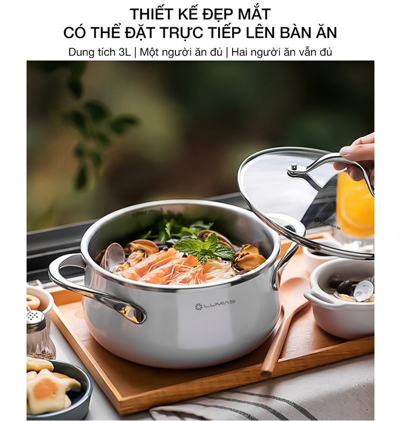 Nồi áp suất cơ Inox 304 Hàn Quốc dung tích 3L LPC-068 kèm khay hấp, đáy từ - 120kPa- Hàng chính hãng