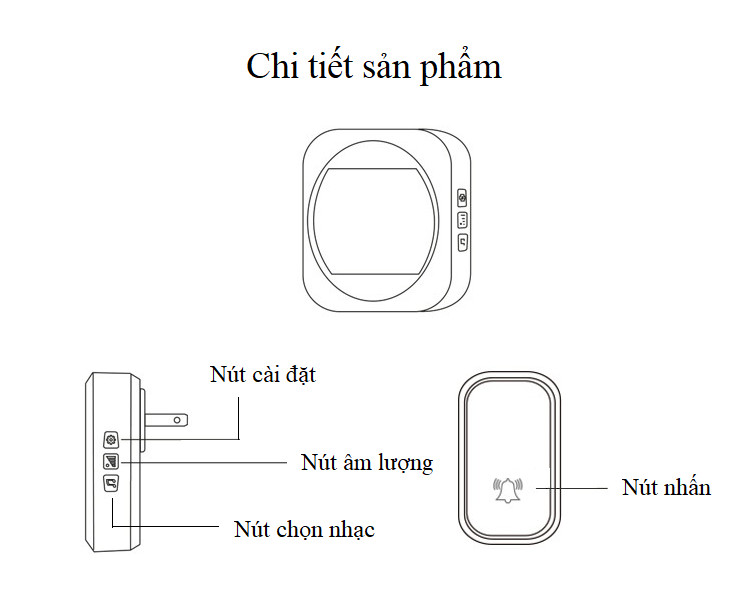 Chuông cửa không dây hiển thị đồng hồ Aibont T195-WW