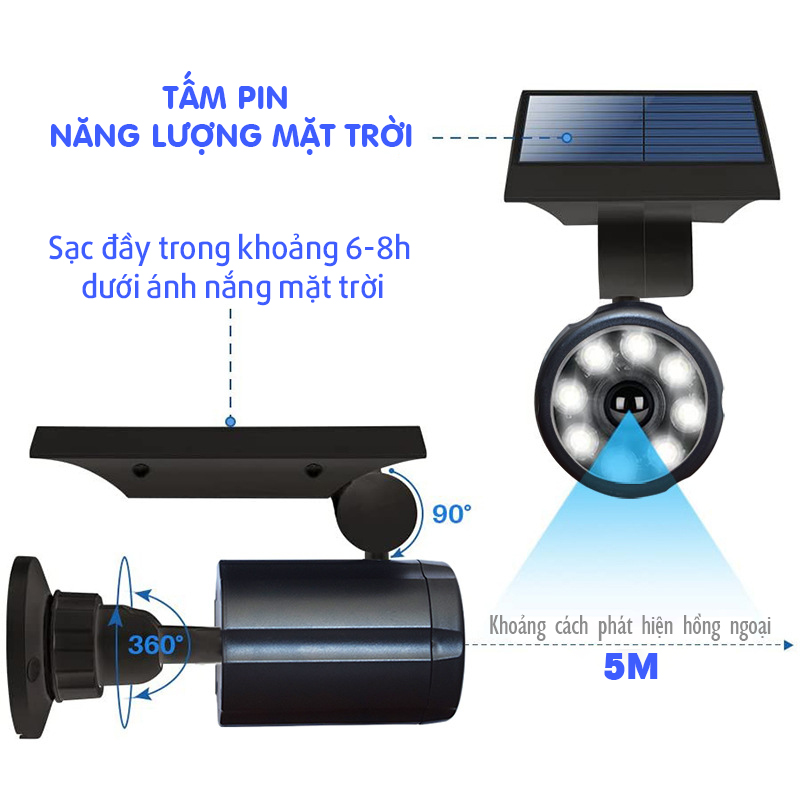 Đèn năng lượng mặt trời - Đèn Tường Giả Camera hình ống, tiết kiệm- K1529