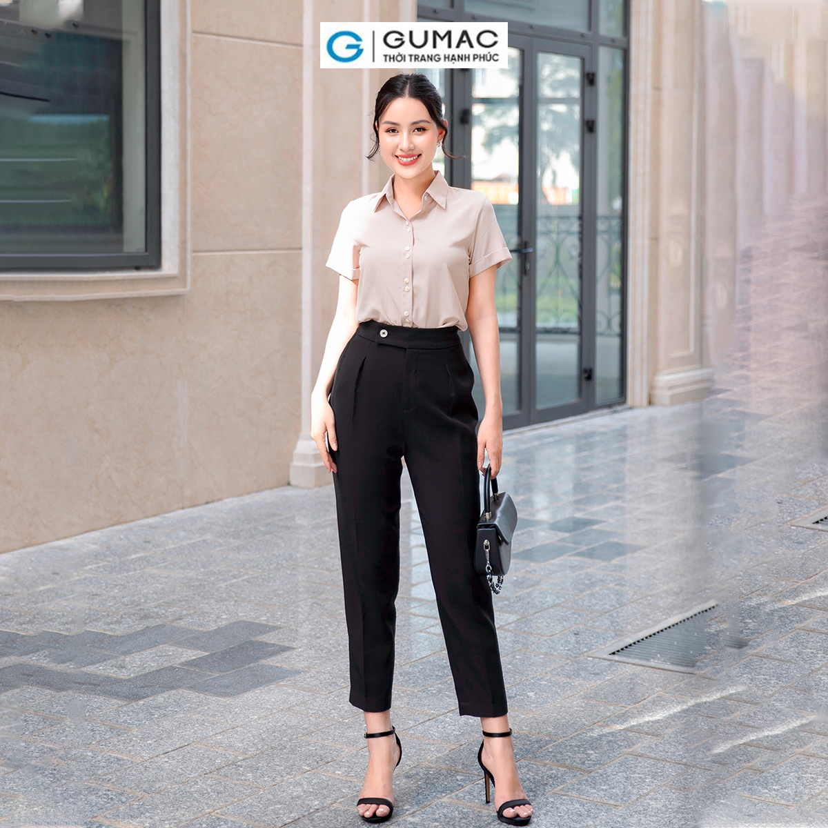 Áo sơ mi nữ lai lật vải luạ mềm mát công sở đi tiệc sang trọng thời trang GUMAC AD09011
