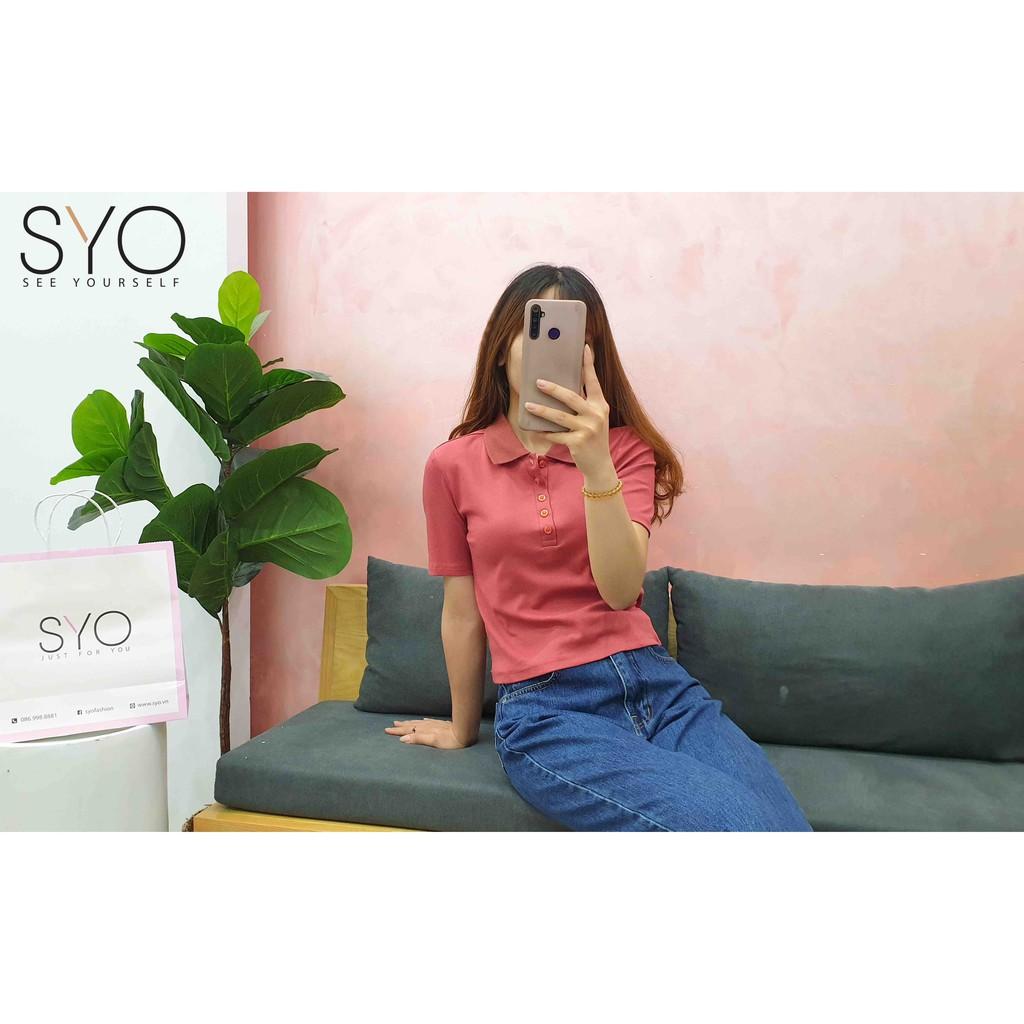 Áo phông nữ dáng polo croptop cổ đức SYO A3001-21