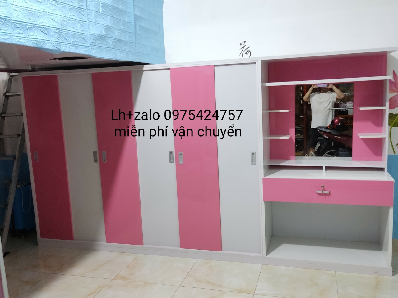 Tủ nhựa đài loan liền bàn trang điểm