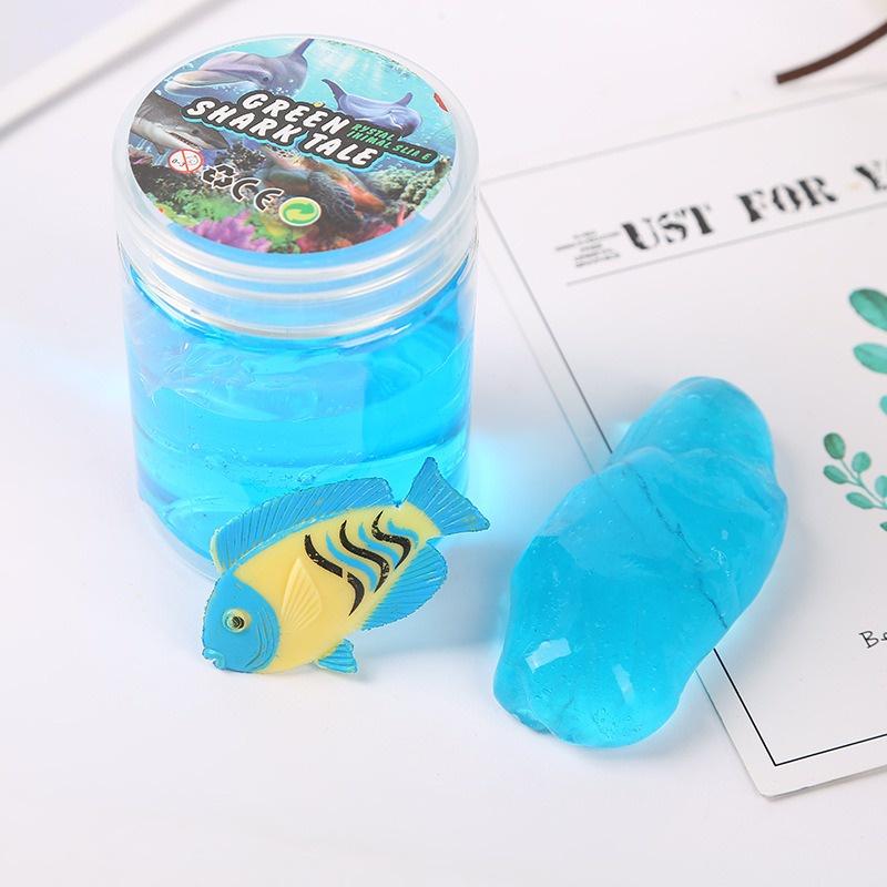 Slime dẻo không dính tay charm con cá bên trong Đồ chơi chất nhờn ma quái squishy Hủ slam