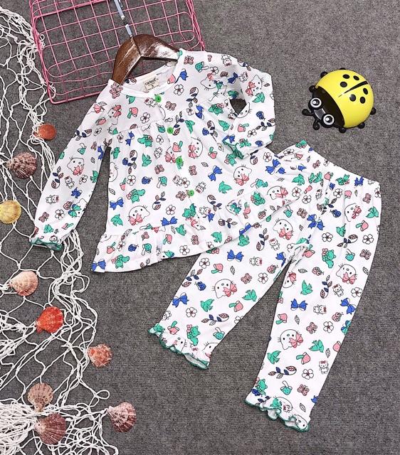 Bộ Pizama Bé Gái Vải Xuất Dư Size 12-30kg