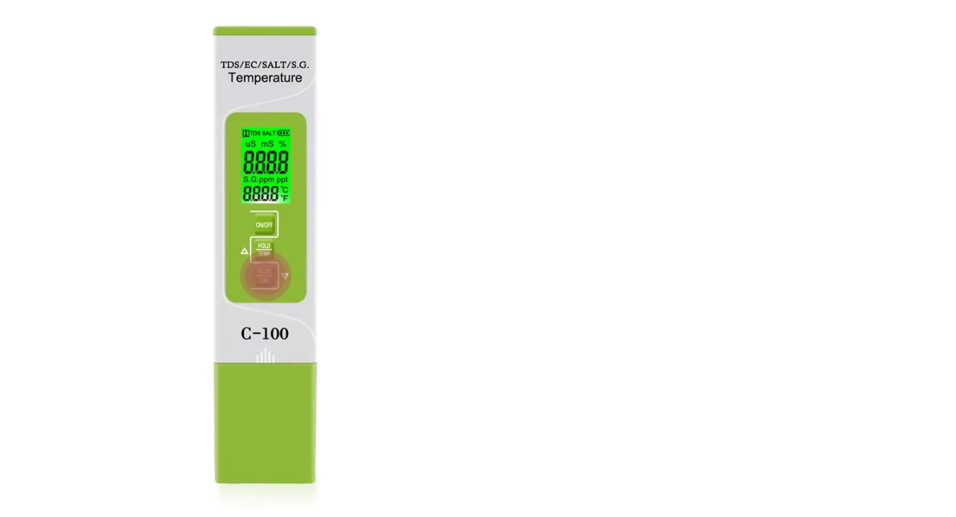 Máy Đo : ĐỘ MẶN, TDS, EC, TỶ TRỌNG, NHIỆT ĐỘ kiểm tra chất lượng nước 5 trong 1