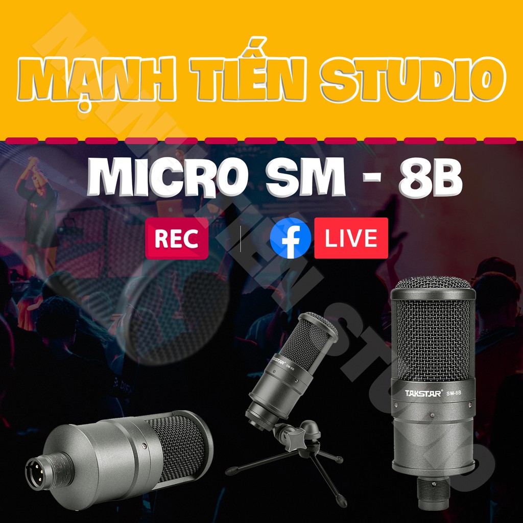 Combo thu âm, livestream Micro TakStar SM8B, Mixer Yamaha F4 Pro - Kèm full phụ kiện kẹp micro, màng lọc, tai nghe, dây canon, dây livestream, giá đỡ ĐT - Hỗ trợ thu âm, karaoke online chuyên nghiệp - Hàng nhập khẩu