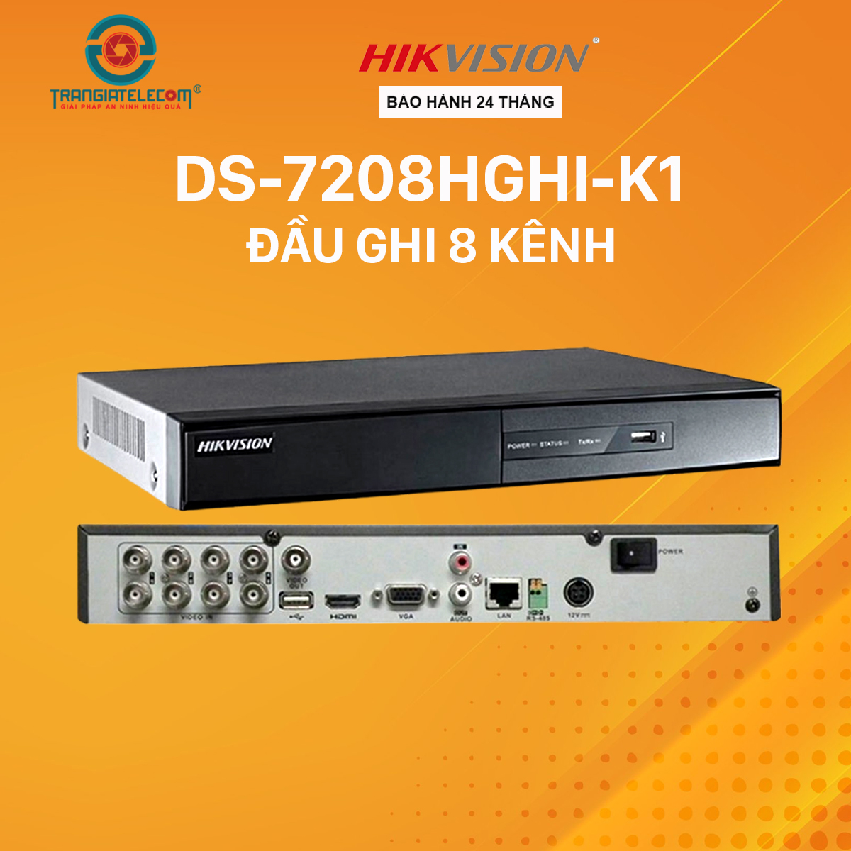 Đầu ghi hình 08 kênh HIKVISION DS-7208HGHI-K1 Turbo HD 4.0 DVR vỏ sắt - Hàng chính hãng