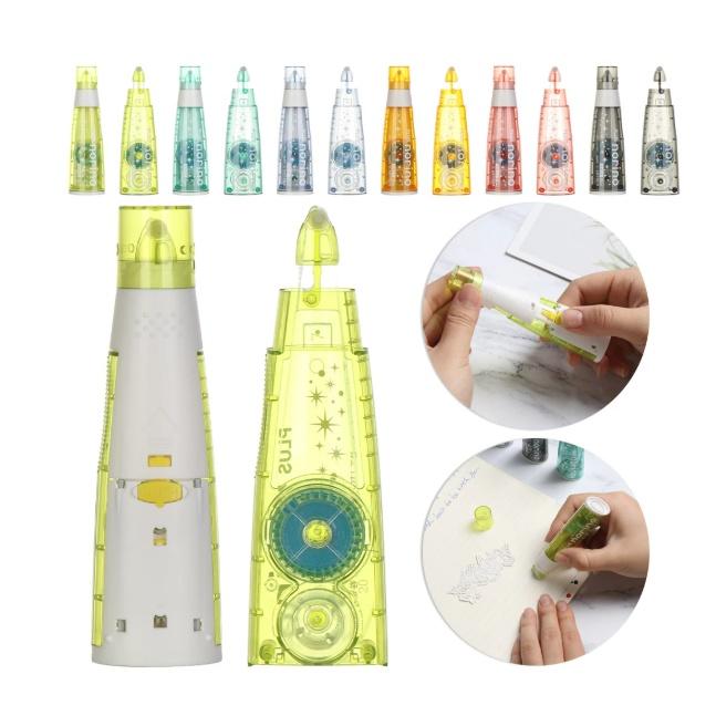 Plus Băng dính 2 mặt dạng bút xóa kéo nhiều màu