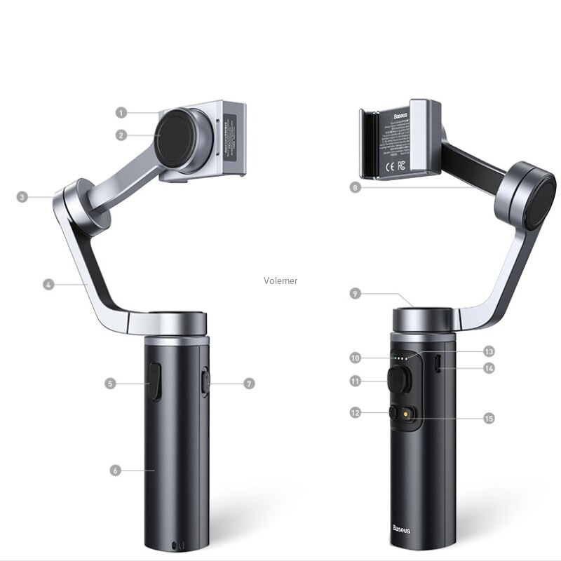 Tay Cầm Chống Rung Xếp Gọn Baseus Control Smartphone Handheld Folding Gimbal Stabilizer (330g, 4500mAh, Bluetooth 4.0, Type C) - Hàng Chính Hãng