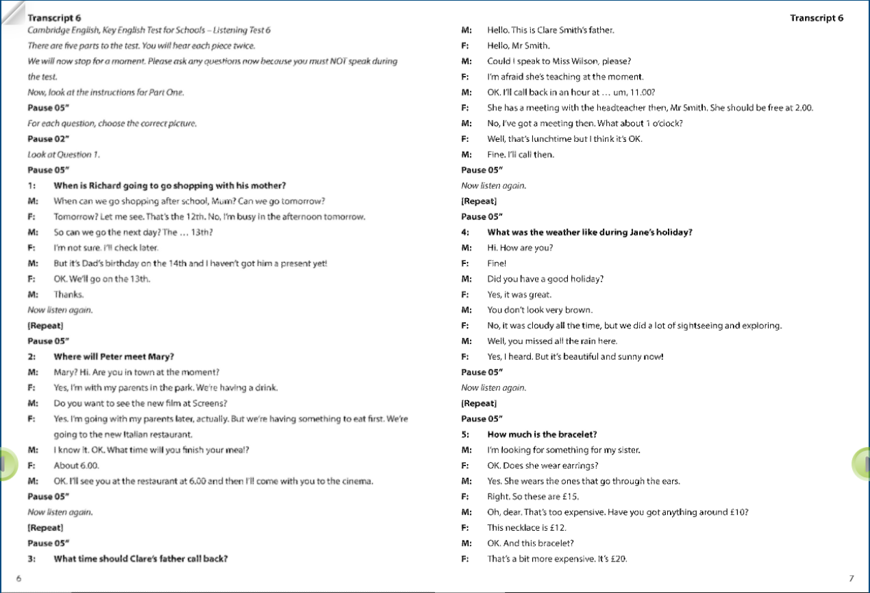 Practice Tests 6-10 Key For Schools A2 Sách giáo viên điện tử