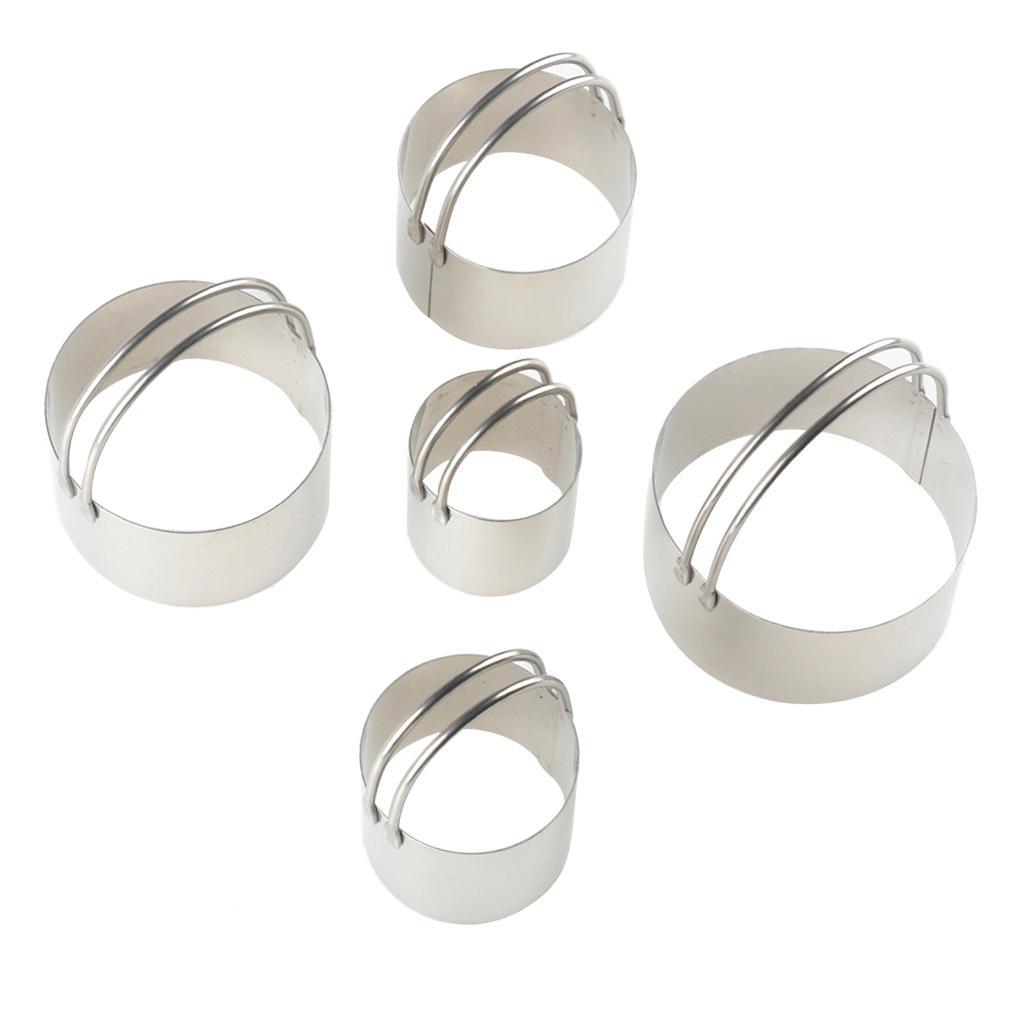 5x Cake Mold Baking Accessory Creative Cookie Cutters Stainless Steel Circle -