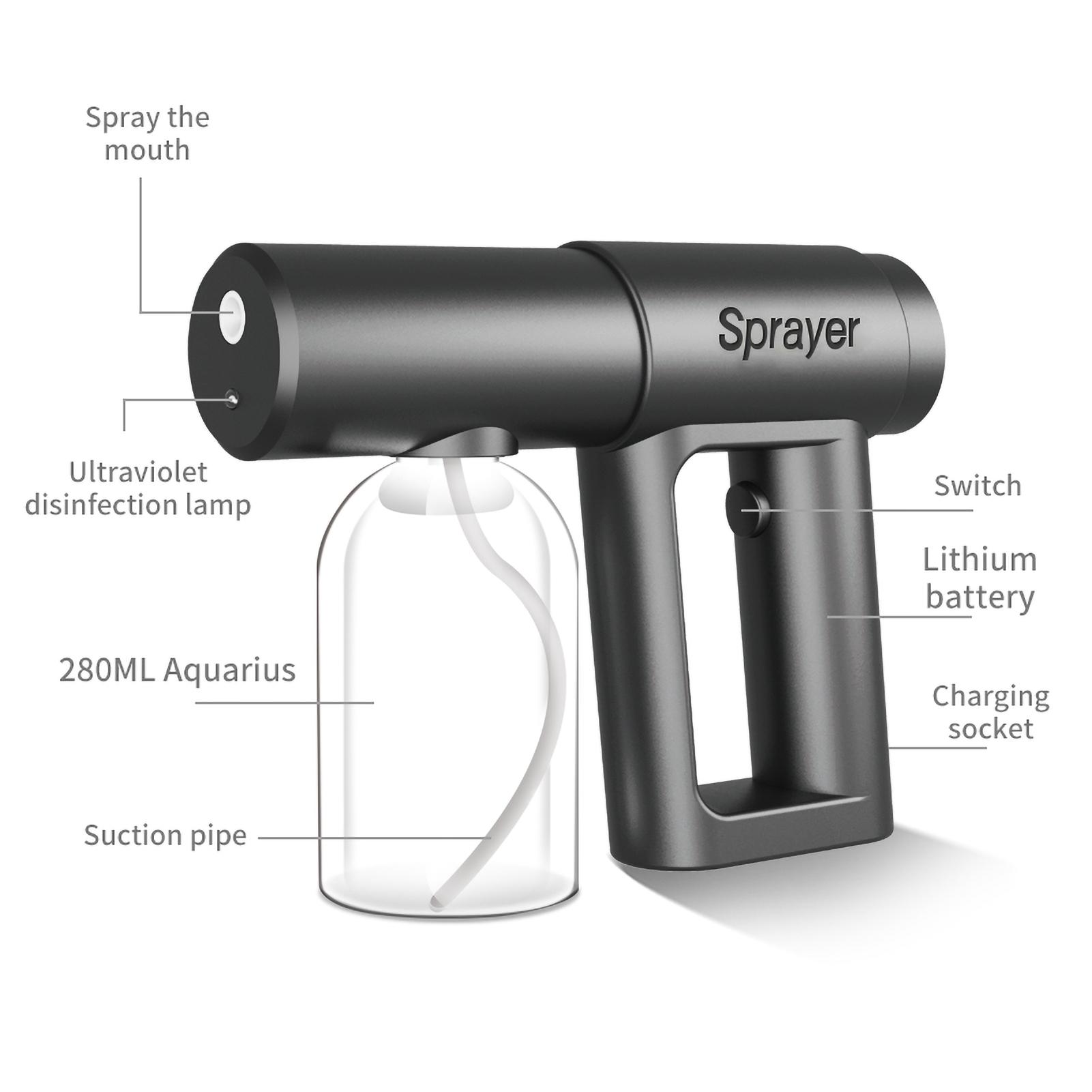 Súng phun tiệt trùng nguyên tử nano 280ml cầm tay sạc USB di động