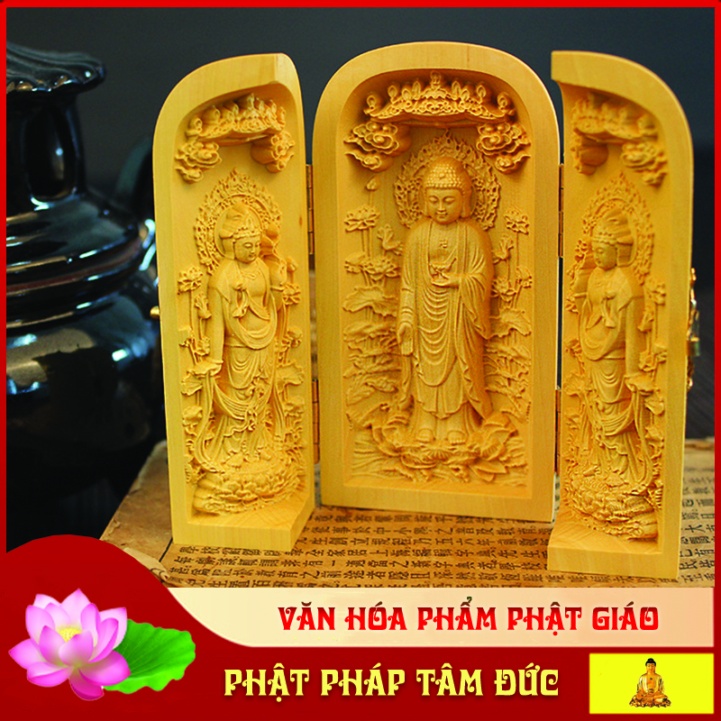 Bộ 3 Tượng Phật Quan Âm, Tượng Phật Gỗ Tây Phương Tam Thánh, Bộ 3 Tượng Phật Như Lai, Bộ 3 Ông Phúc Lộc Thọ Cao Cấp Gấp Gọn - Gia Công Tinh Xảo