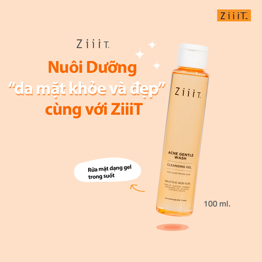 Gel Rửa Mặt Ngừa Mụn ZIIIT ACNE GENTLE WASH 100ml Cho Da Dầu Mụn Nhạy Cảm, Hỗ Trợ Giảm Nhờn Ngừa Mụn