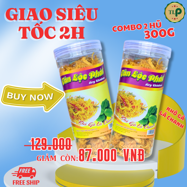 KHÔ GÀ XÉ LÁ CHANH TÂN LỘC PHÁT COMBO 2 HŨ - MỖI HŨ 300G