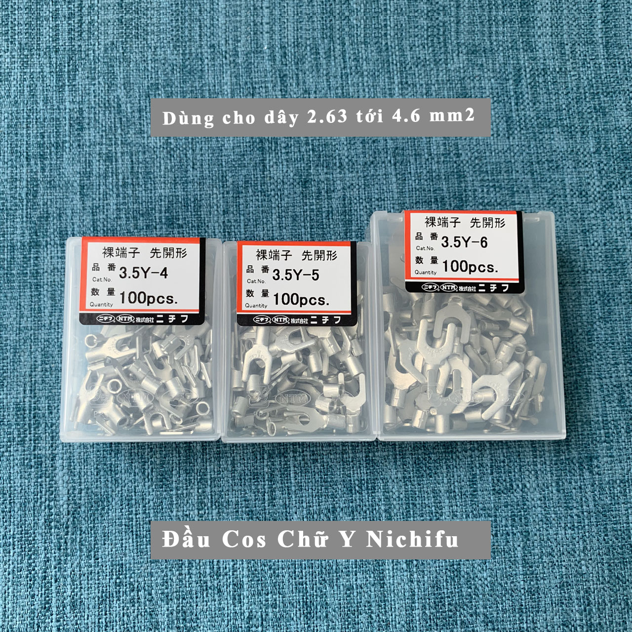 Đầu cos 3.5Y Cho dây 2.63 tới 4.6mm2 mã hàng 3.5Y-4 3.5Y-5 3.5Y-6 Đầu cốt chữ Y Đầu cos chĩa Y loại trần